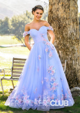 Sebastiane |Lavender Floor Length Long Prom Dresses With A Line off the shoulder Applique Tulle - Price #price_variant_lowest# - Lavender Floral - PromDressClub